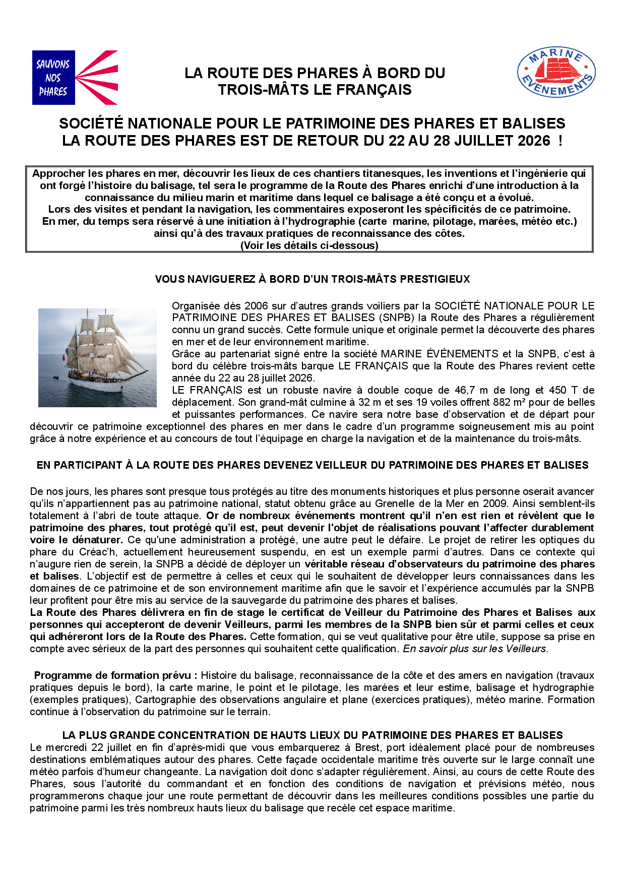 Page 1 programme Route des Phares